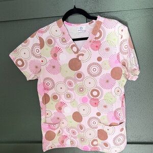 Pink and Brown Scrubs Top